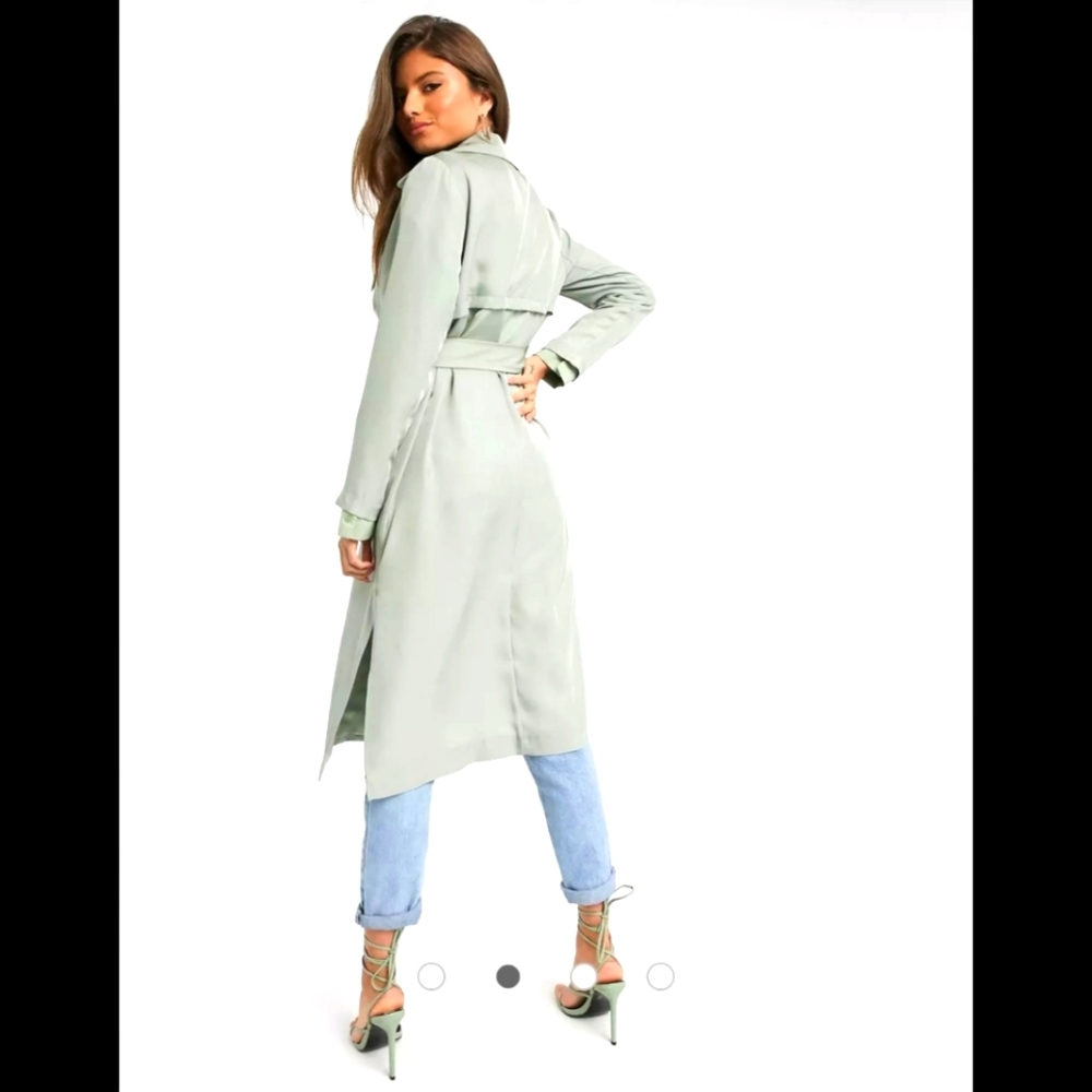 ISO: RIVER ISLAND BELTED TRENCH COAT IN SAGE - Picture 2 of 3